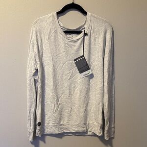NWT good hYOUman Pure Barre White/Gray Crewneck